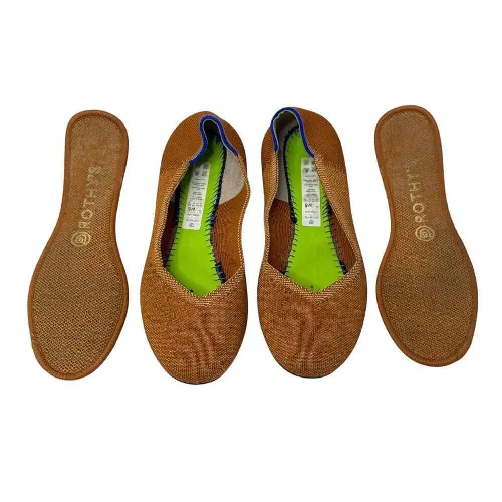ROTHY’S Fawn Colorway Rounded Toe Ballet Knit Flats Slip On Eco Friendly Size W8